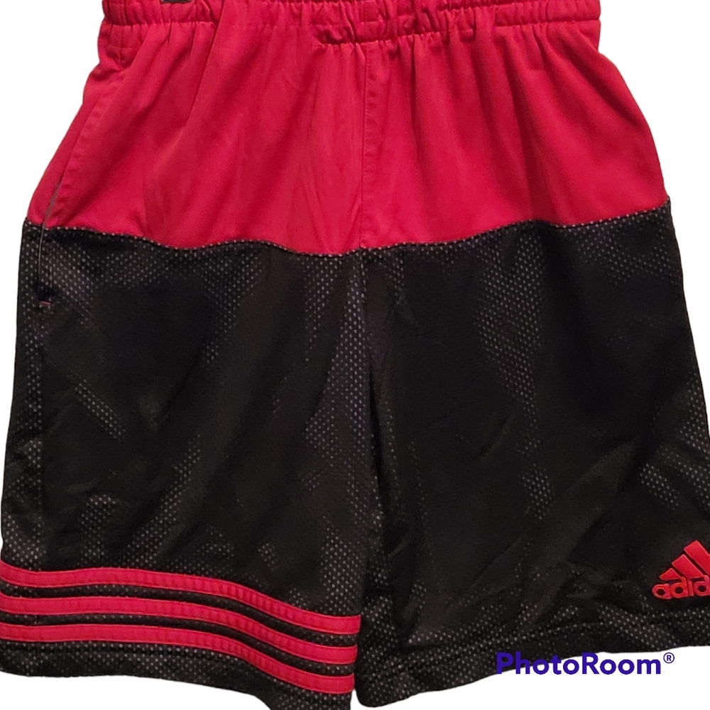 Kids Youth Adidas Climalite Size 8 Basketball Shorts Red Black Flaw